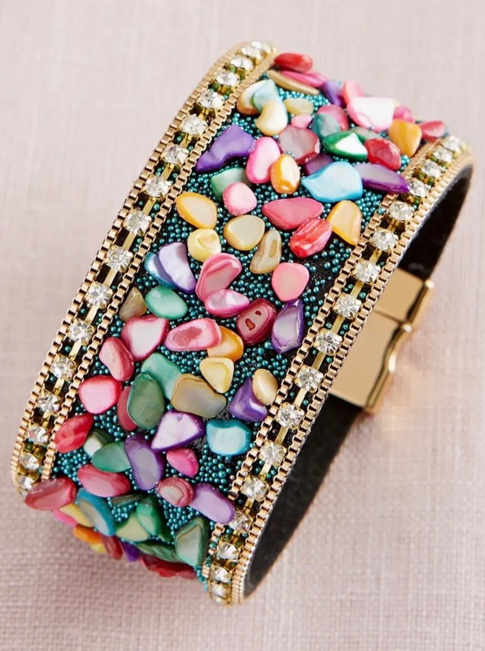 SAACHI RAINBOW Gravel Beaded Bracelet NWT
